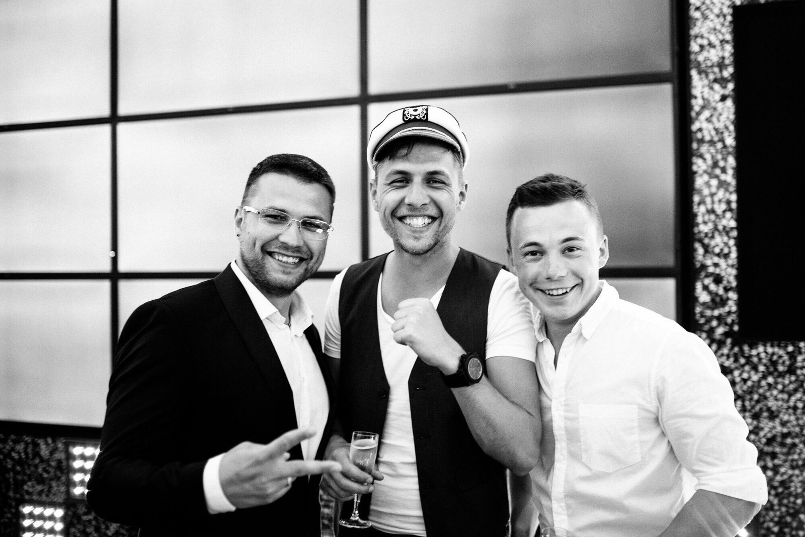 The groom celebrating with his friends
